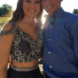 2 peice off the shoulder formal dress